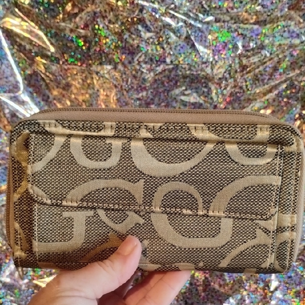 Tan and Brown Logo Wallet